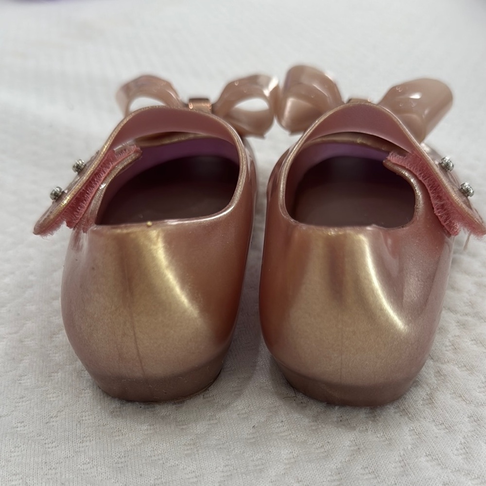 Mini Melissa Kids Rose Gold Bow Shoes - Picture 3 of 5